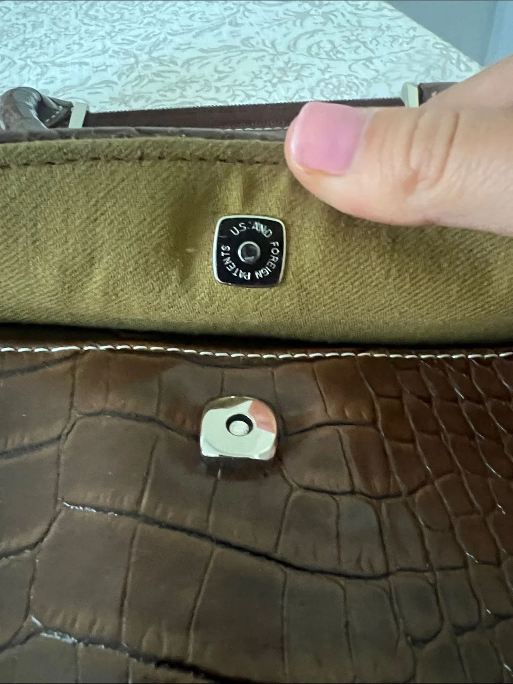 Liz Claiborne Brown Croc-Embossed Structured purse - Women Bags